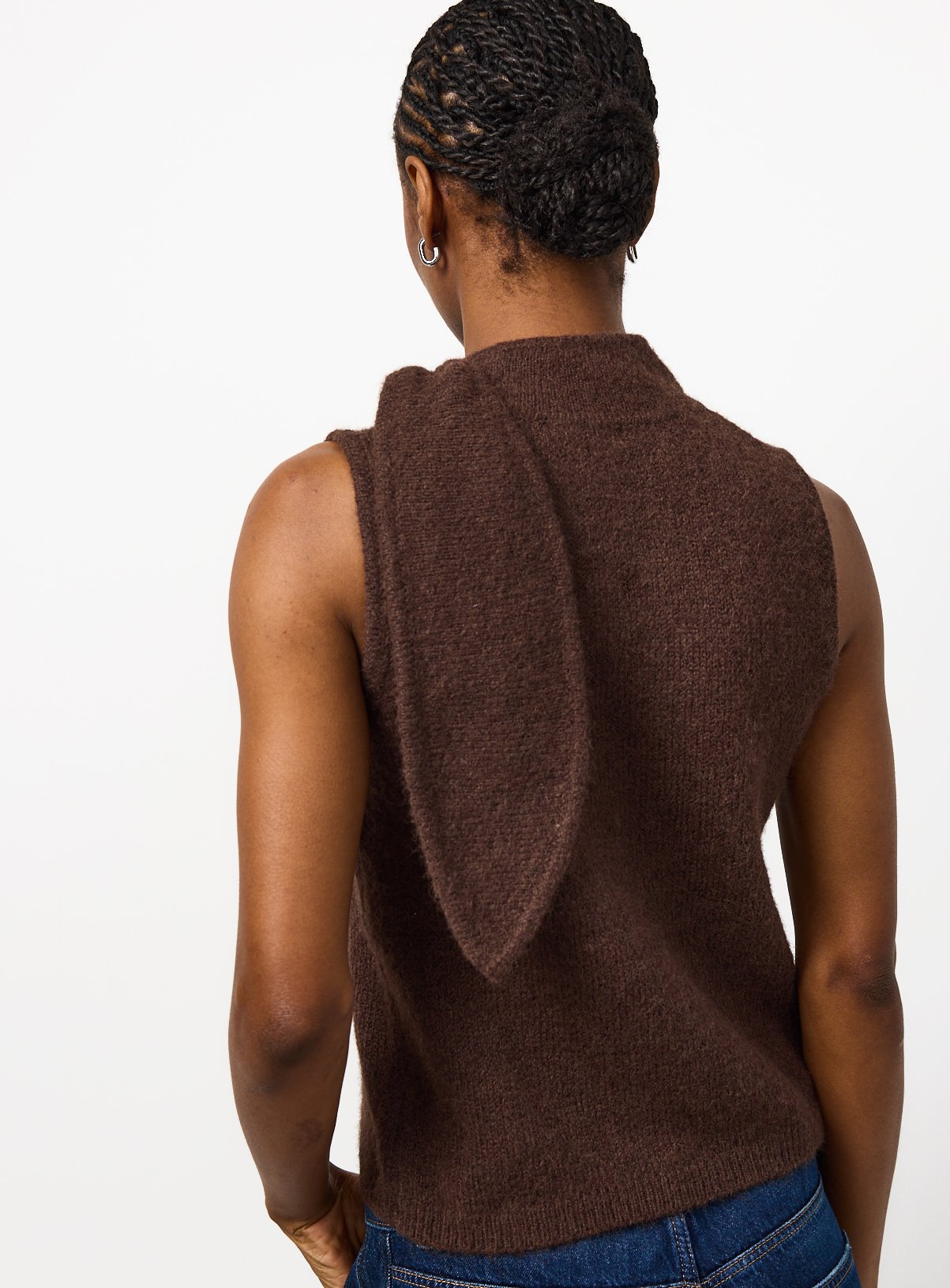 Brown Scarf Vest Knit Top 24 - Image 4 thumbnail